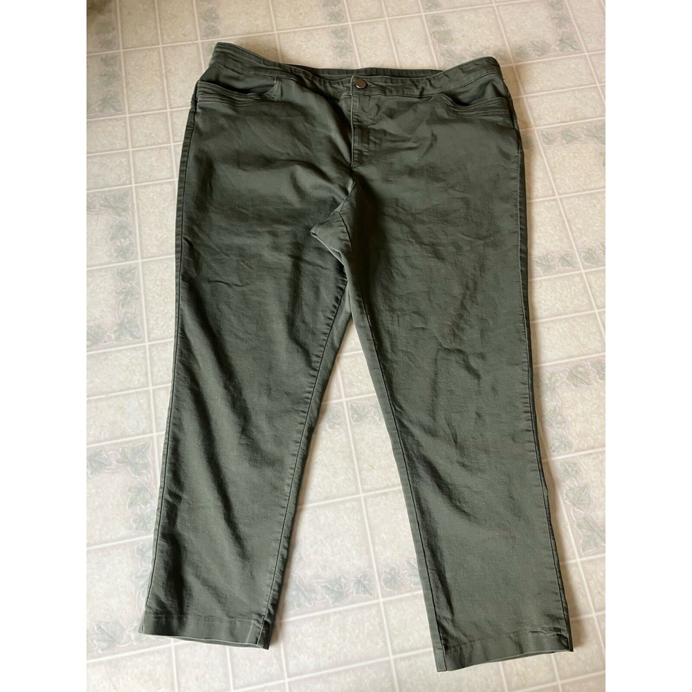 CJ Banks pants womens plus size 24W average green straight leg khaki chino ankle